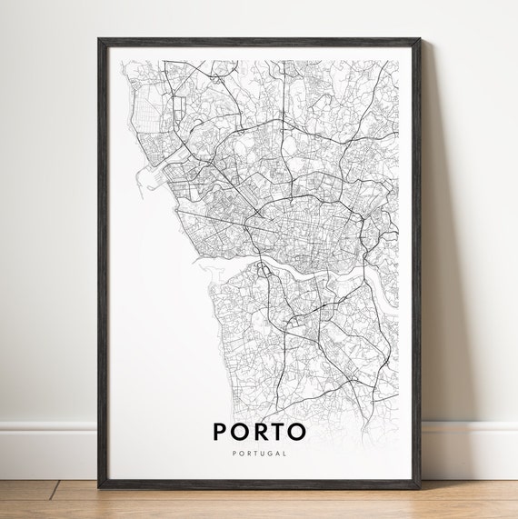 Porto Map Poster, Black And White Travel Map