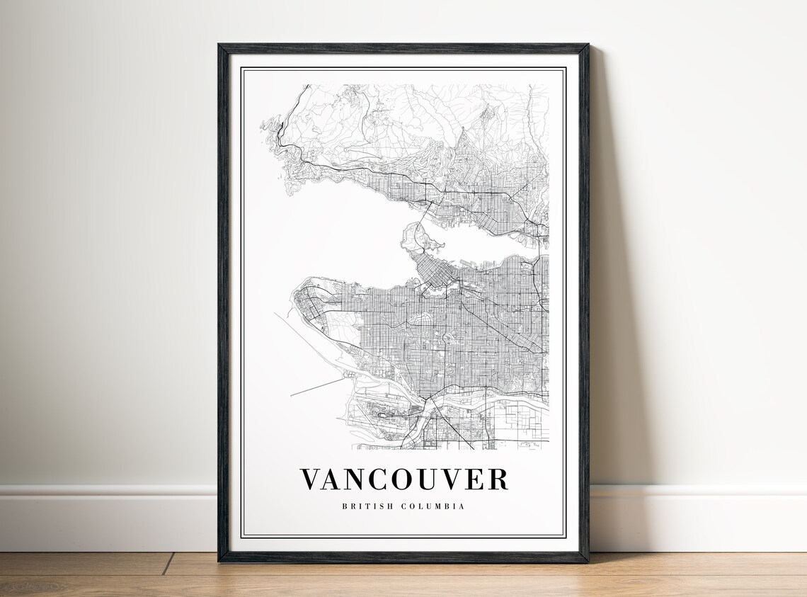 Vancouver Canada Map Art Print, Black And White - Image 5