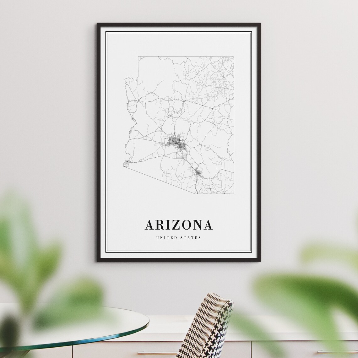 Arizona State Map Print, Black And White Travel Poster - Image 3