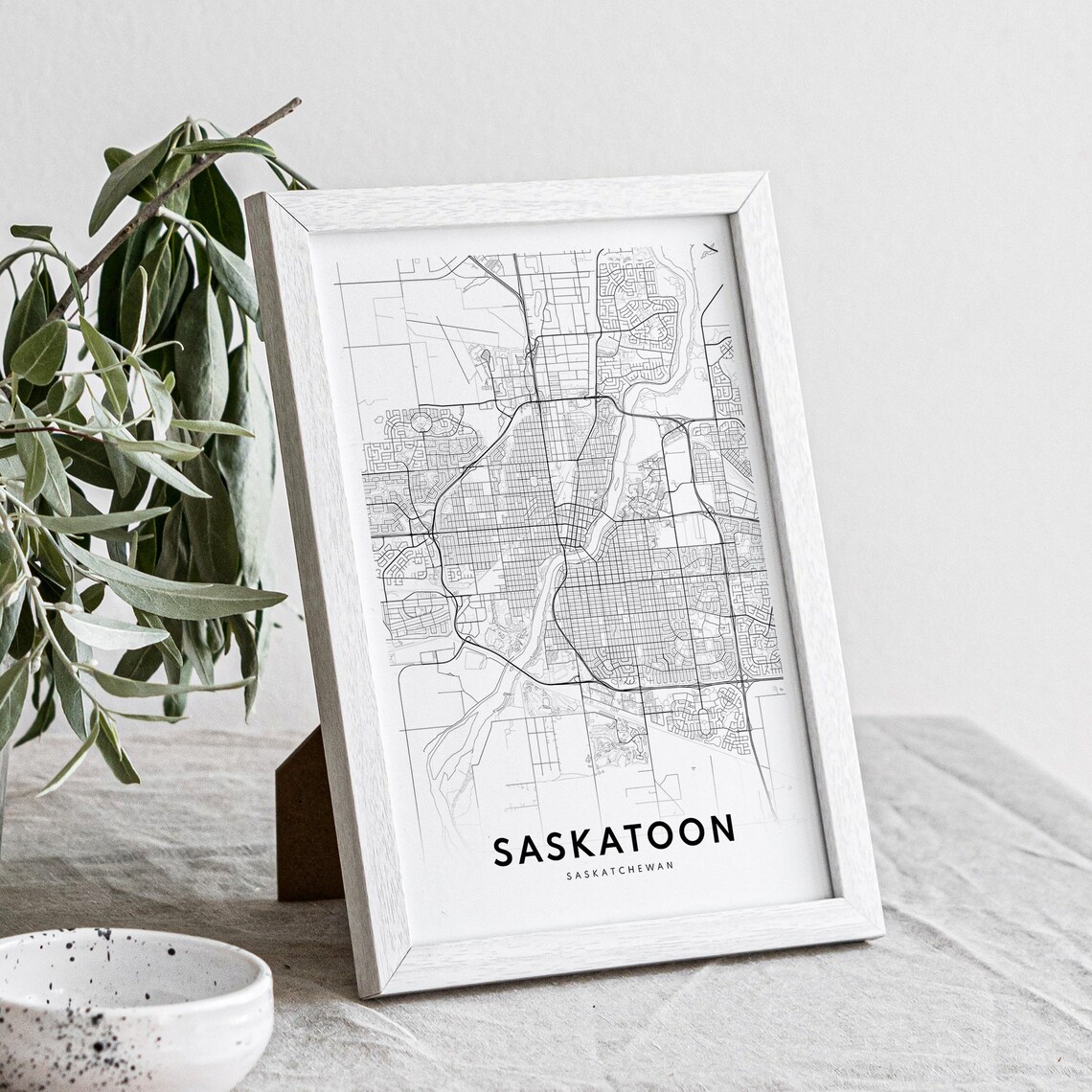 Saskatoon Saskatchewan Map Print, Black and White Sketch - Image 4