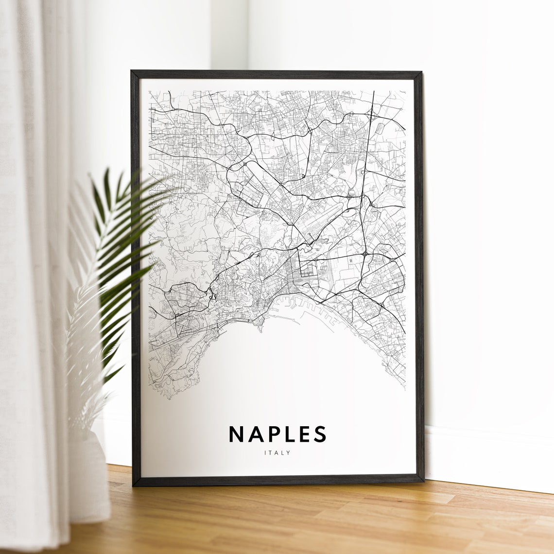 Naples Italy Black and White City Map Modern Minimalist Wall Art - Image 4