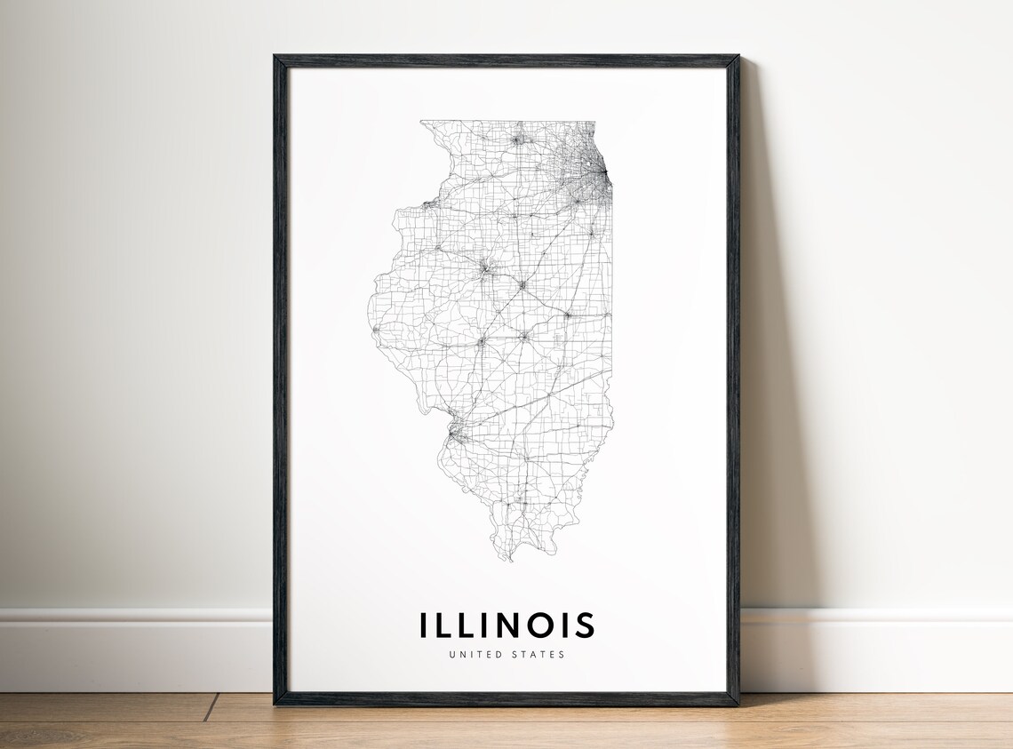 Illinois USA Map Print, Black and White Travel Poster - Image 5