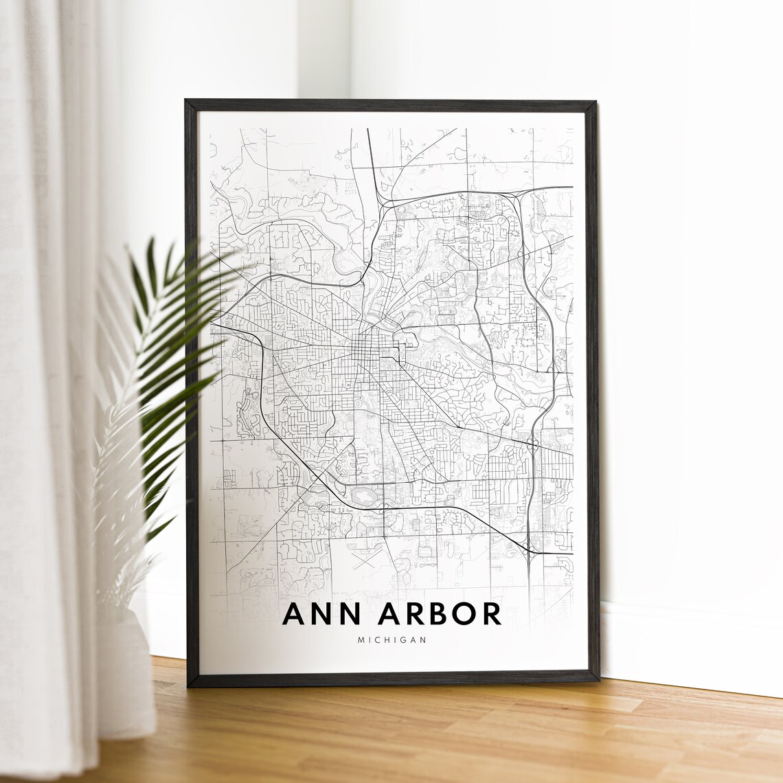 Ann Arbor Michigan Map Art Print, Black And White - Image 4