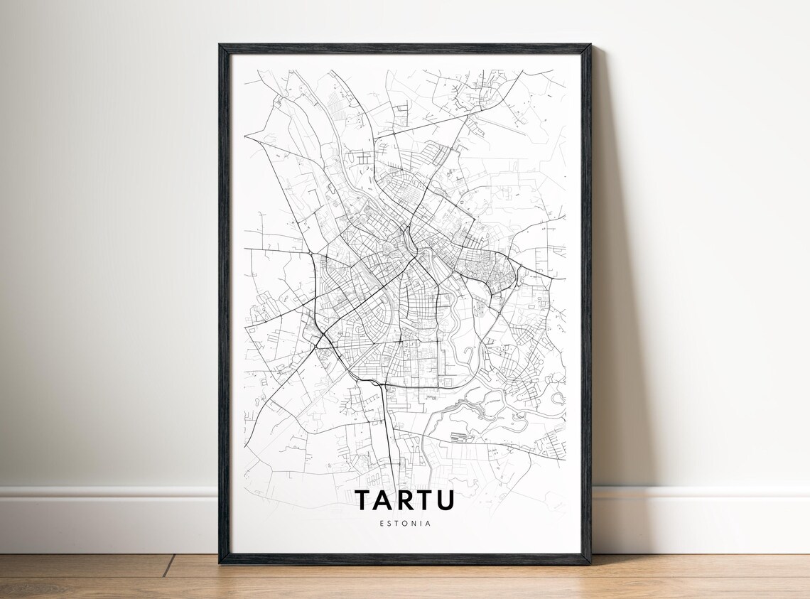 Tartu Estonia University City Minimalist Street Line Map Poster