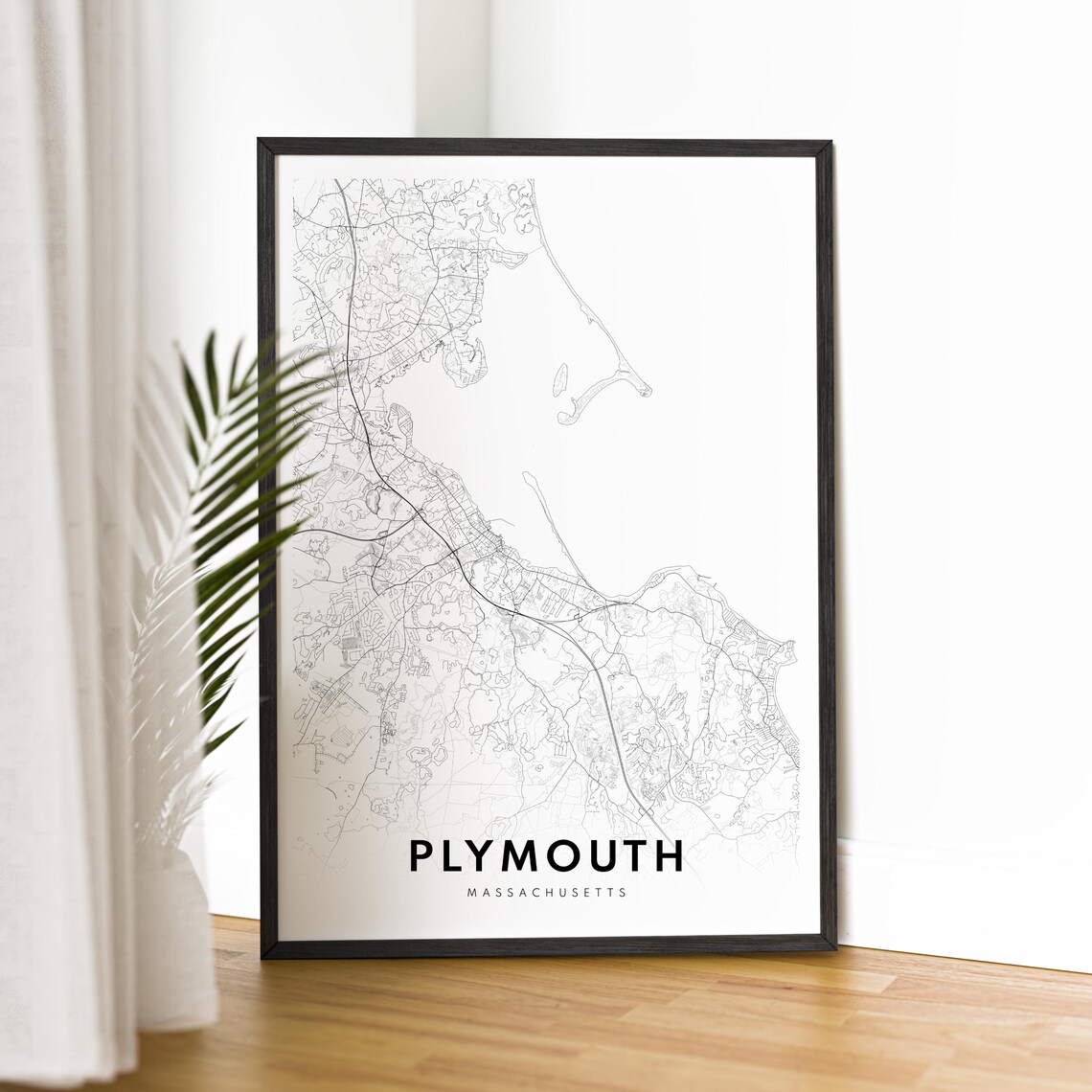 Plymouth Massachusetts Minimalist Historic City Street Map Poster - Image 2