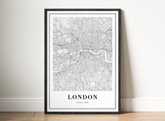 London Map Poster, Black And White City Map