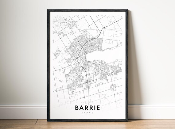 Barrie City Map Poster Ontario Black And White Minimalistic Print