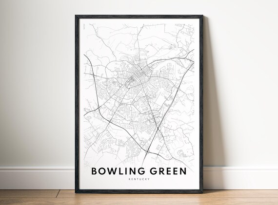 Bowling Green City Map Poster Kentucky Black And White Minimalistic