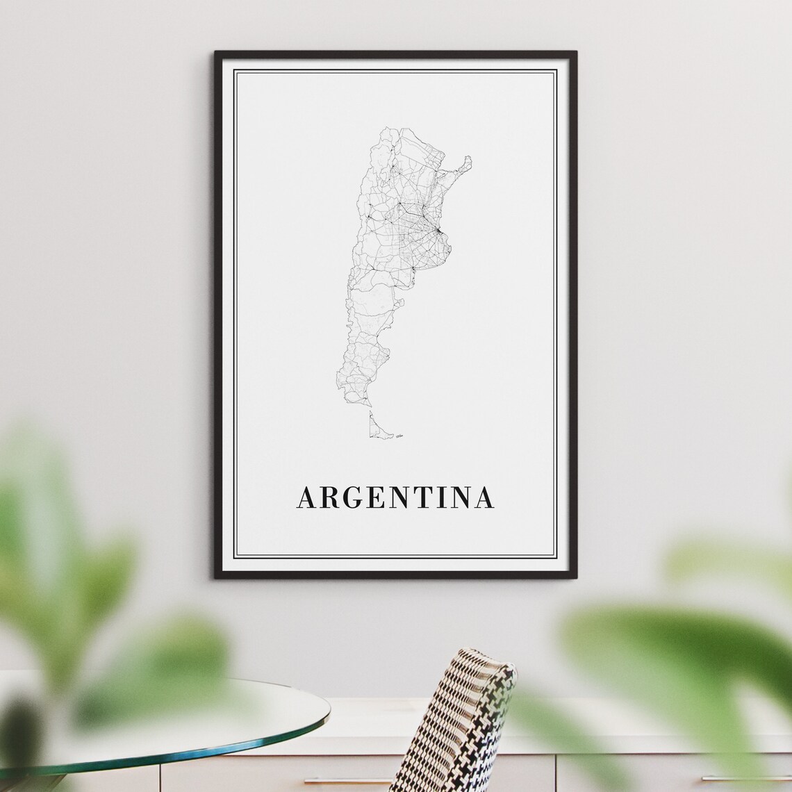 Argentina Map, Black And White Travel Poster - Image 3