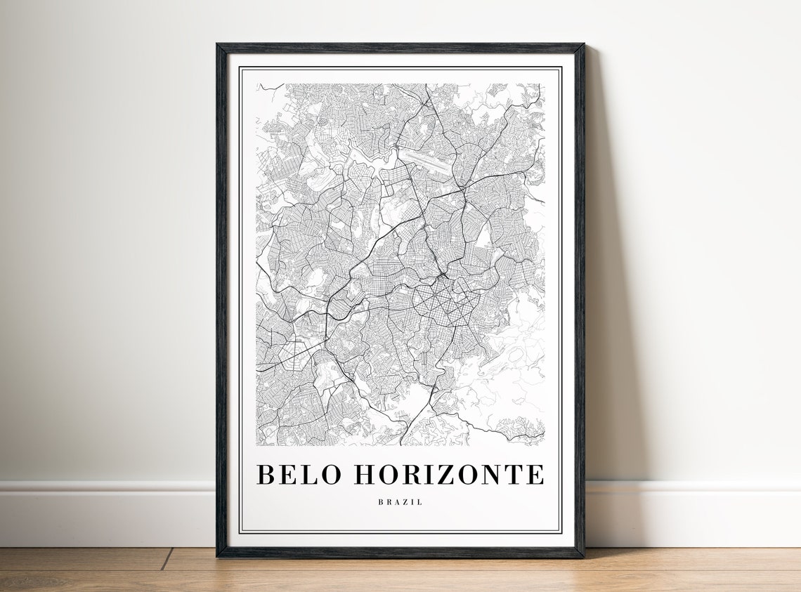 Belo Horizonte Brazil Black and White City Street Map Poster - Image 5