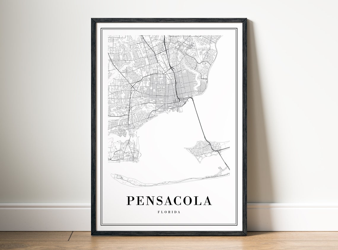Pensacola Florida City Street Map Fine Minimal Line Art Print - Image 5