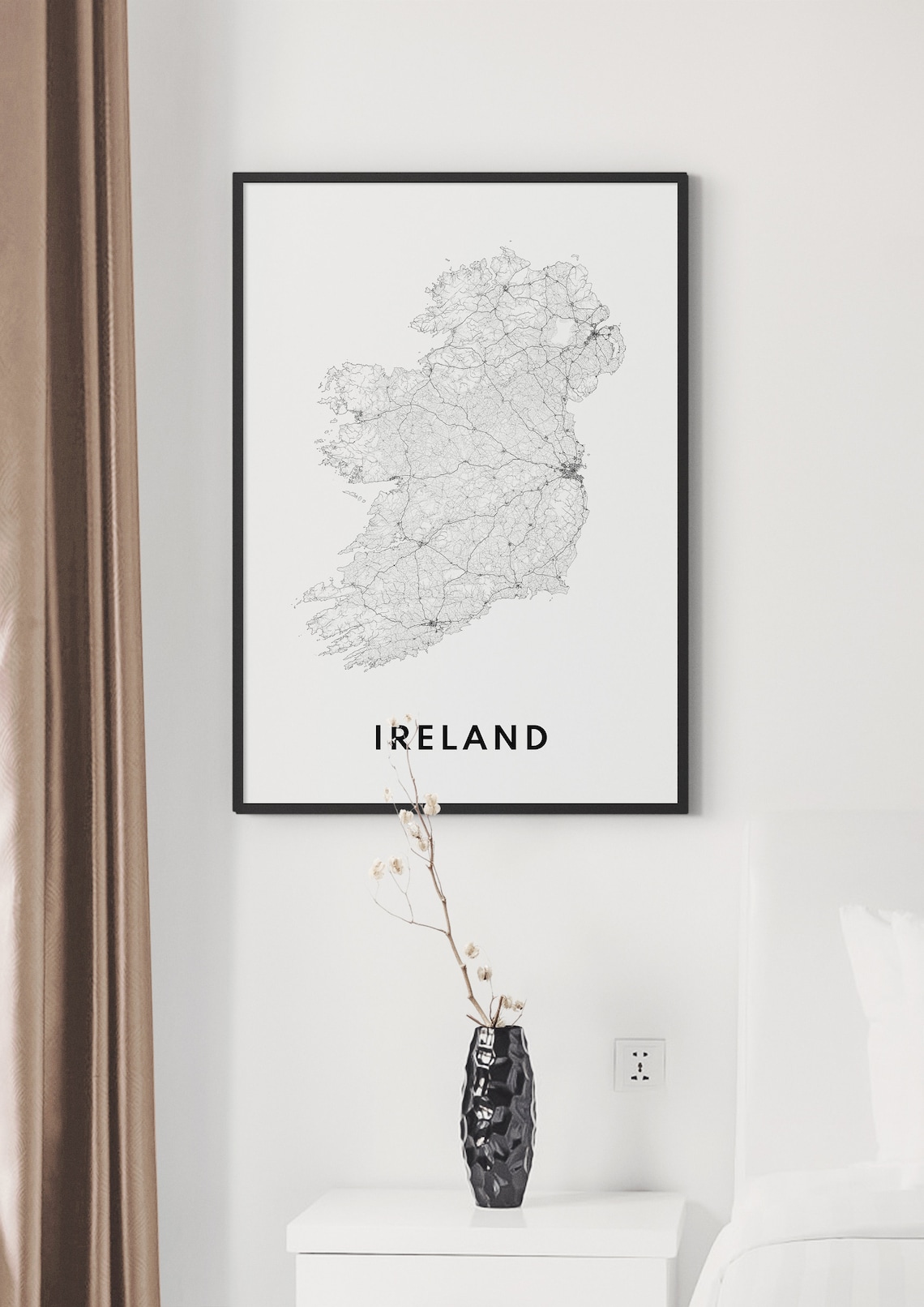 Ireland Map Black and White Art Print - Image 2