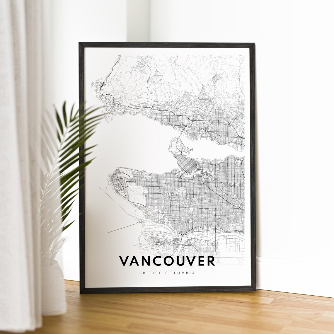 Vancouver Canada Map Art Print, Black And White - Image 2