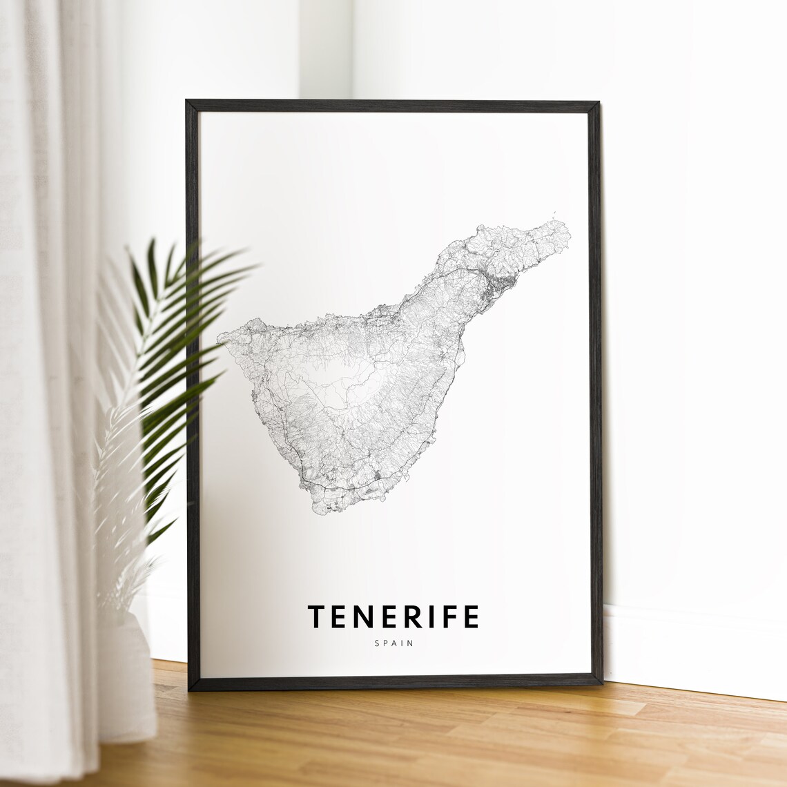 Tenerife Spain Minimalist Black And White Island Outline Map Poster - Image 2