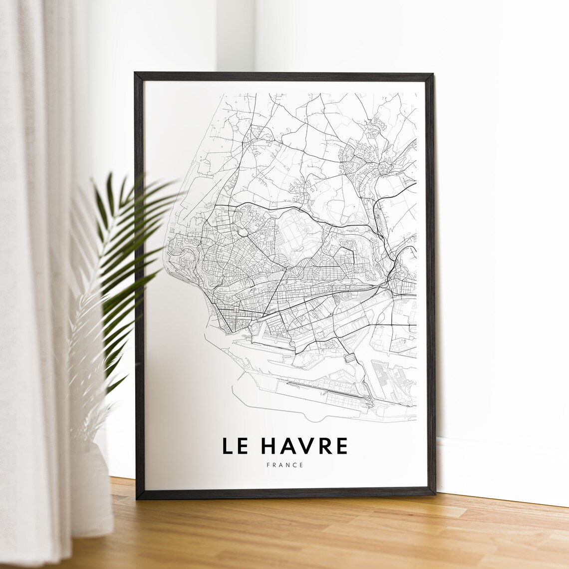 Le Havre France Minimalist Black and White City Map Sketch Poster - Image 4