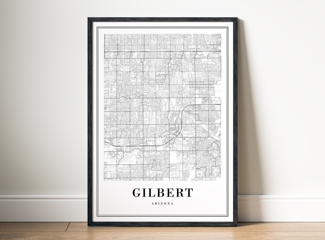 Gilbert Arizona Minimalist Black and White Street City Map Poster - Image 5