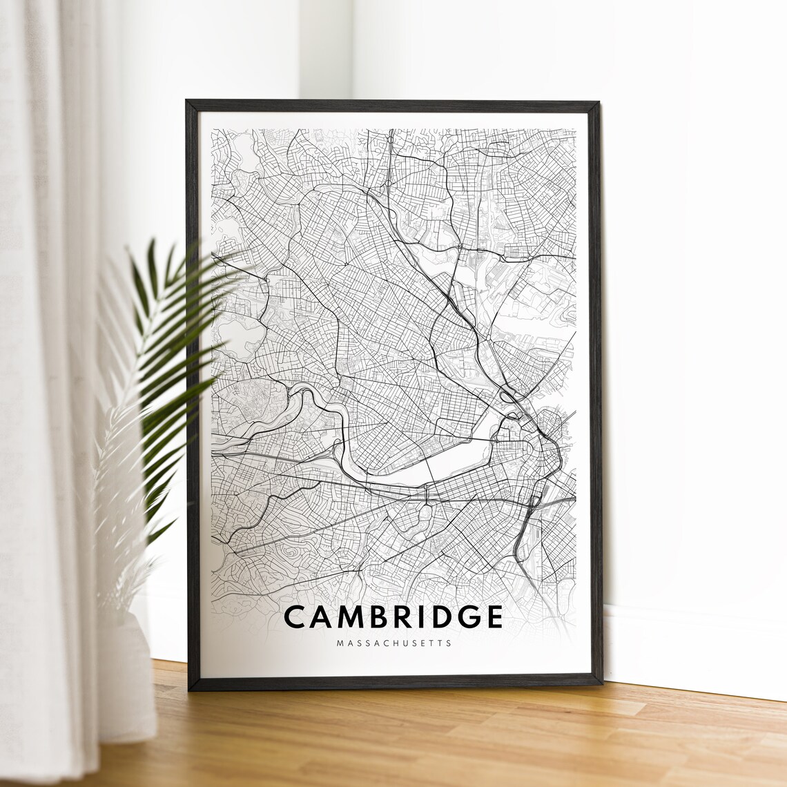 Cambridge Massachusetts Map Poster, Black And White - Image 2