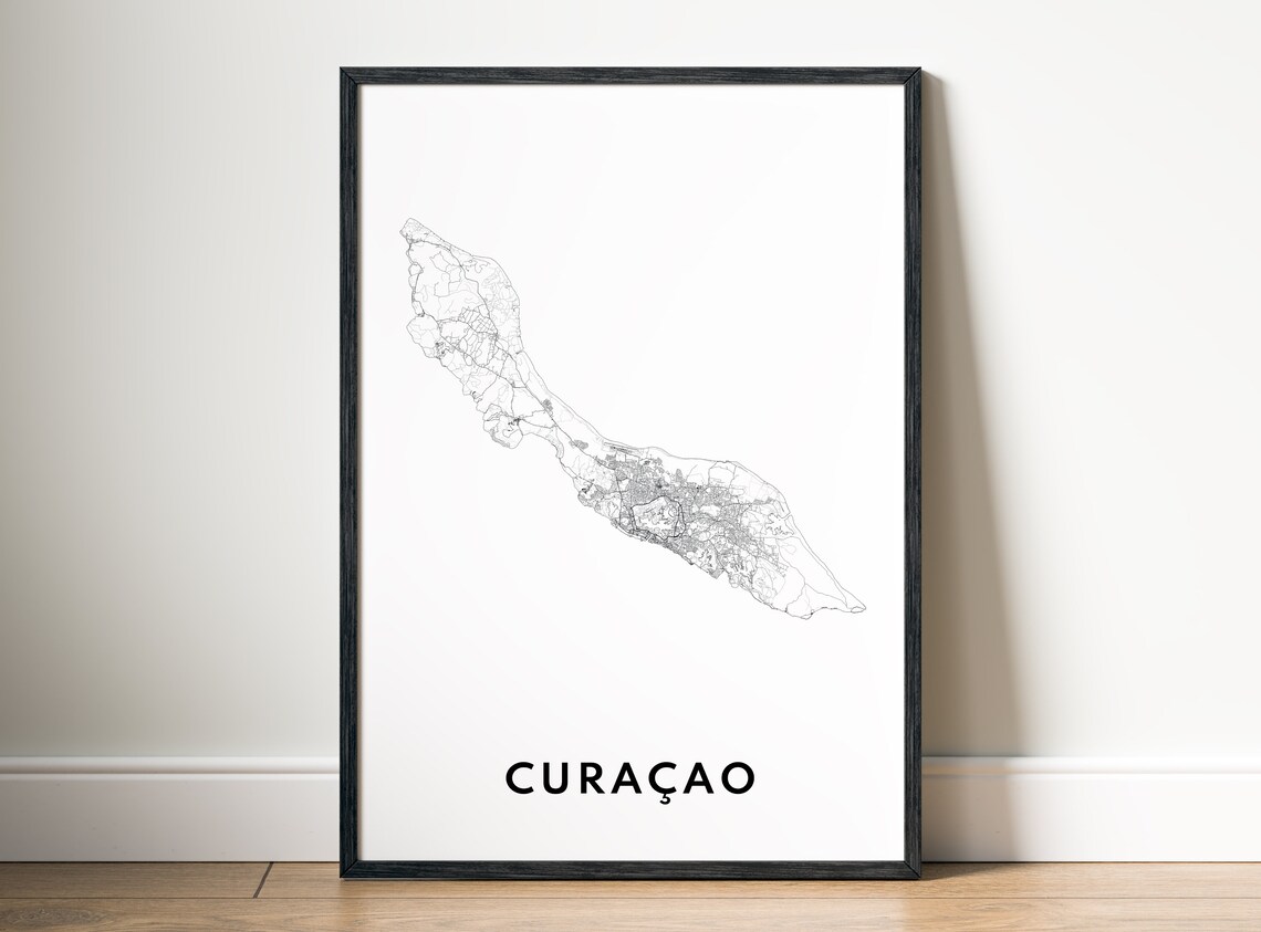 Curacao Map Travel Poster, Black And White Map - Image 2