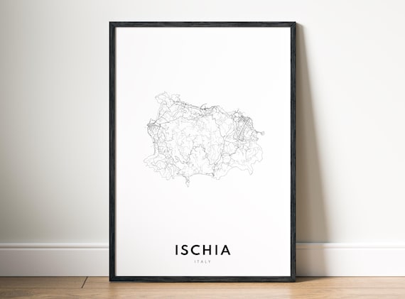 Ischia Italy Map Poster Black And White Minimalistic Print