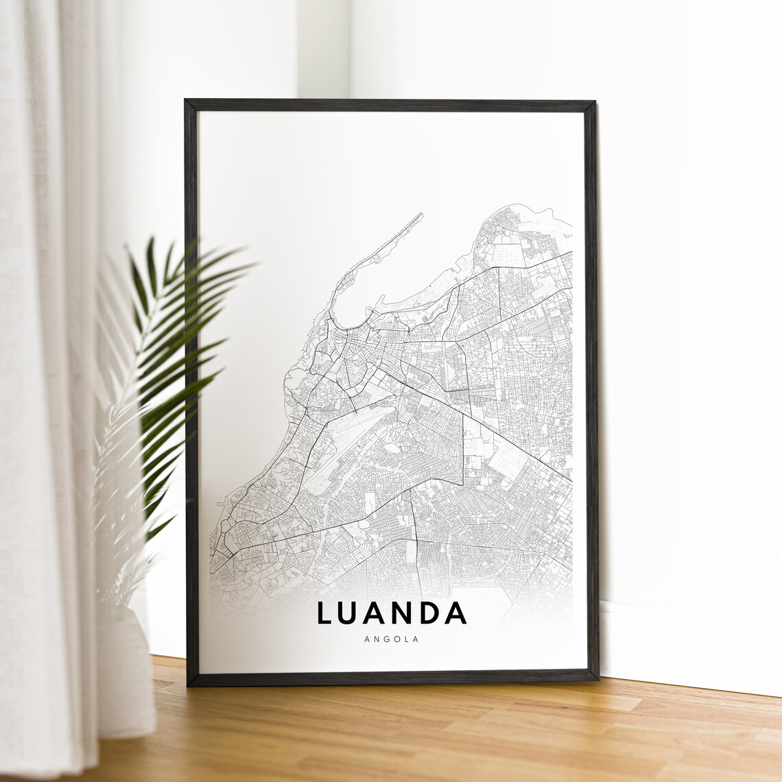 Luanda Map Print, Angola Sketch Map Poster - Image 2