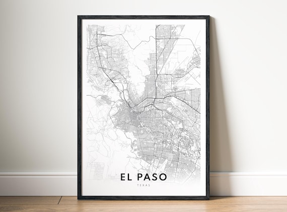 El Paso Tx Map Print Texas Poster Black And White Wall Art Sketch