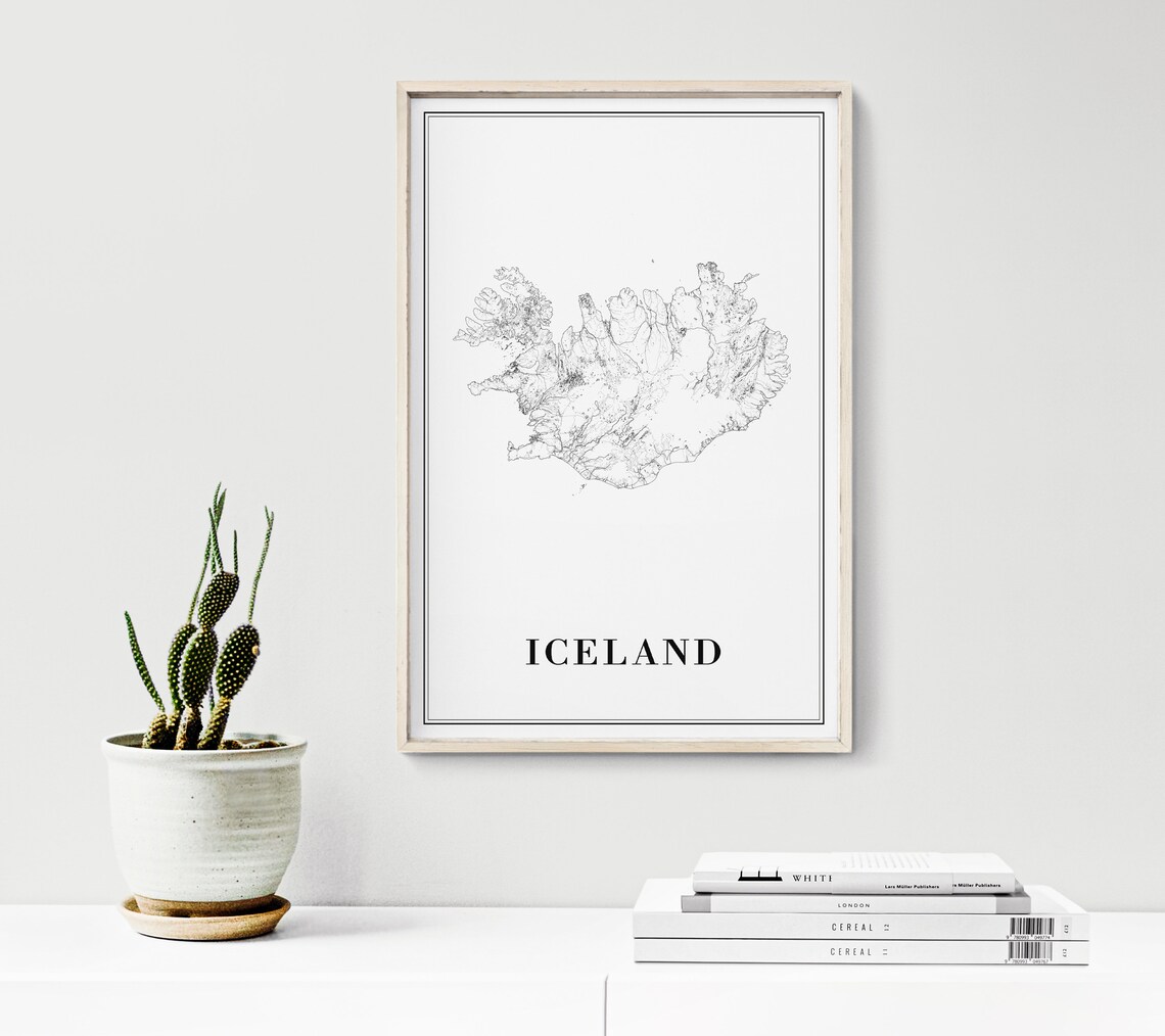 Iceland Map Poster, Minimal Black And White Map - Image 3