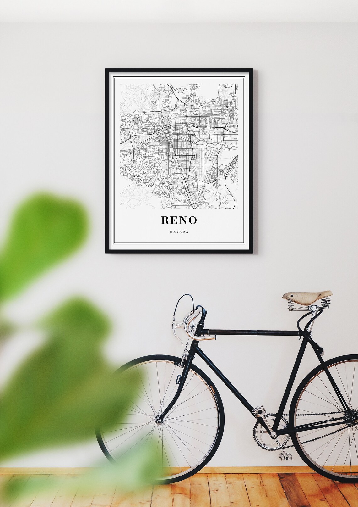 Reno Nevada City Street Map Black White Minimalist Map Poster - Image 3