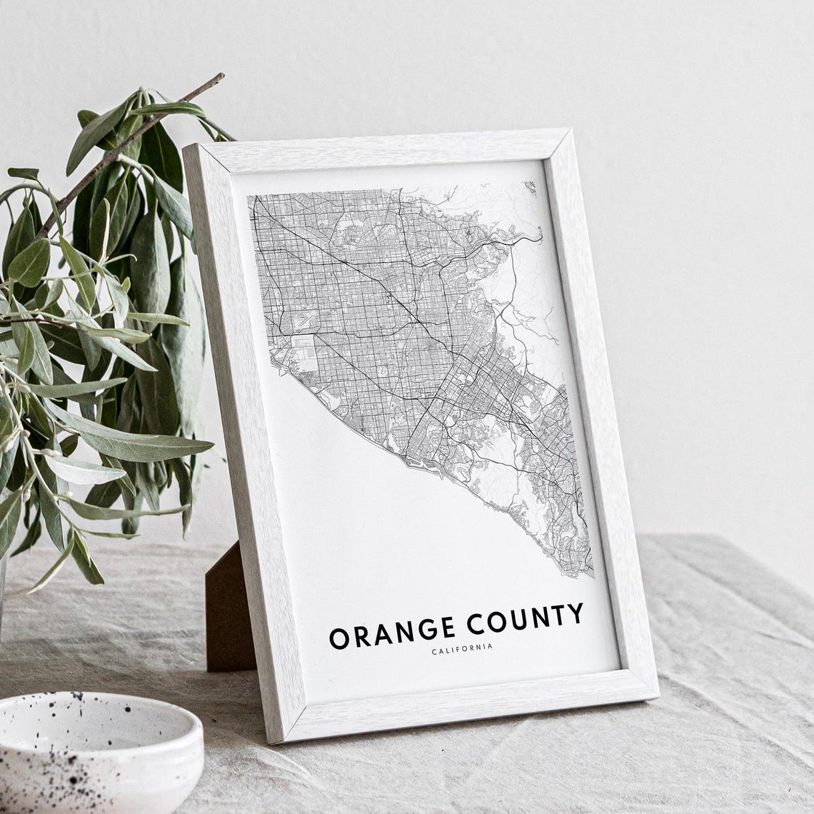 Orange County California Black And White Minimalist Street Map Poster - Image 4