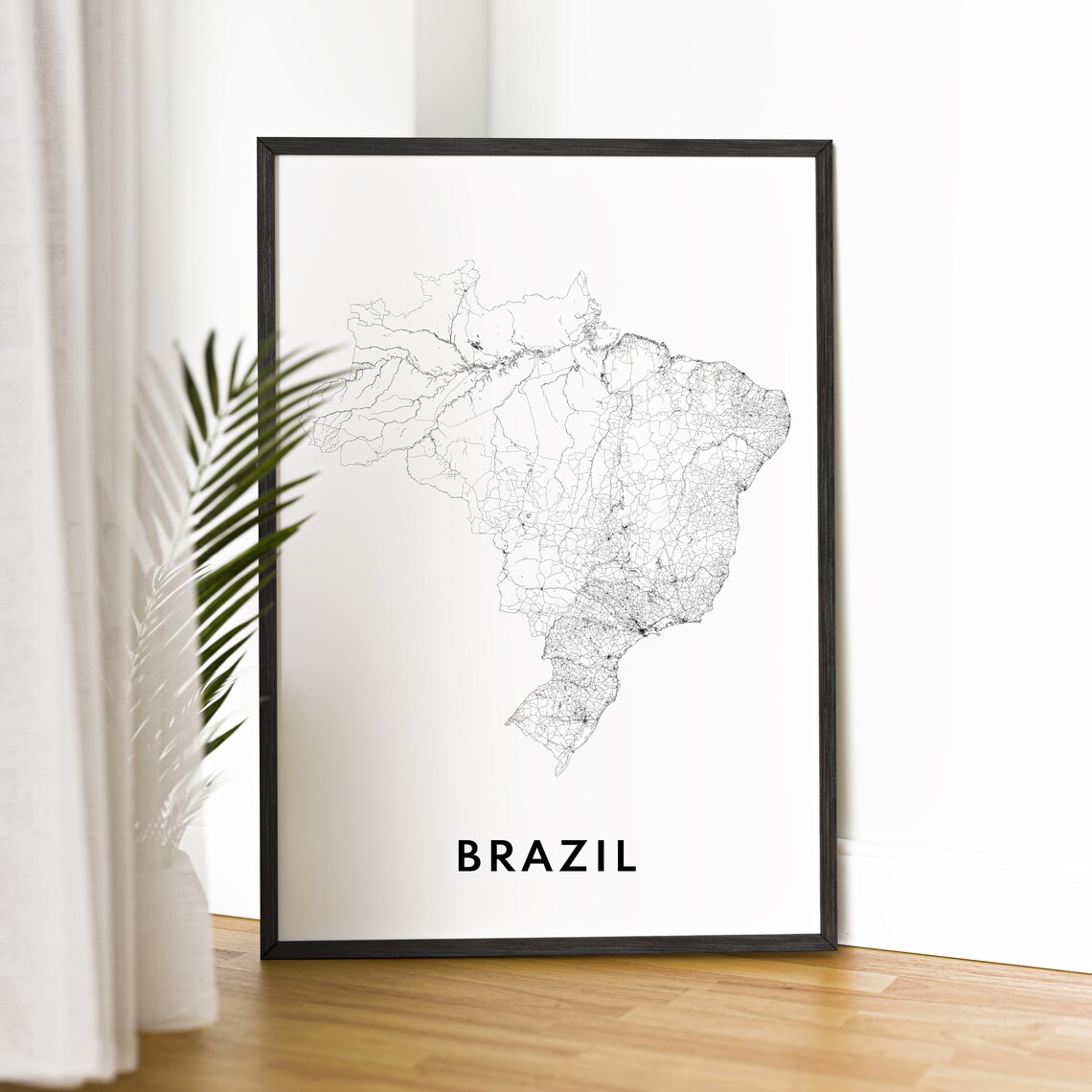 Brazil Map Black And White Travel Poster - Image 2