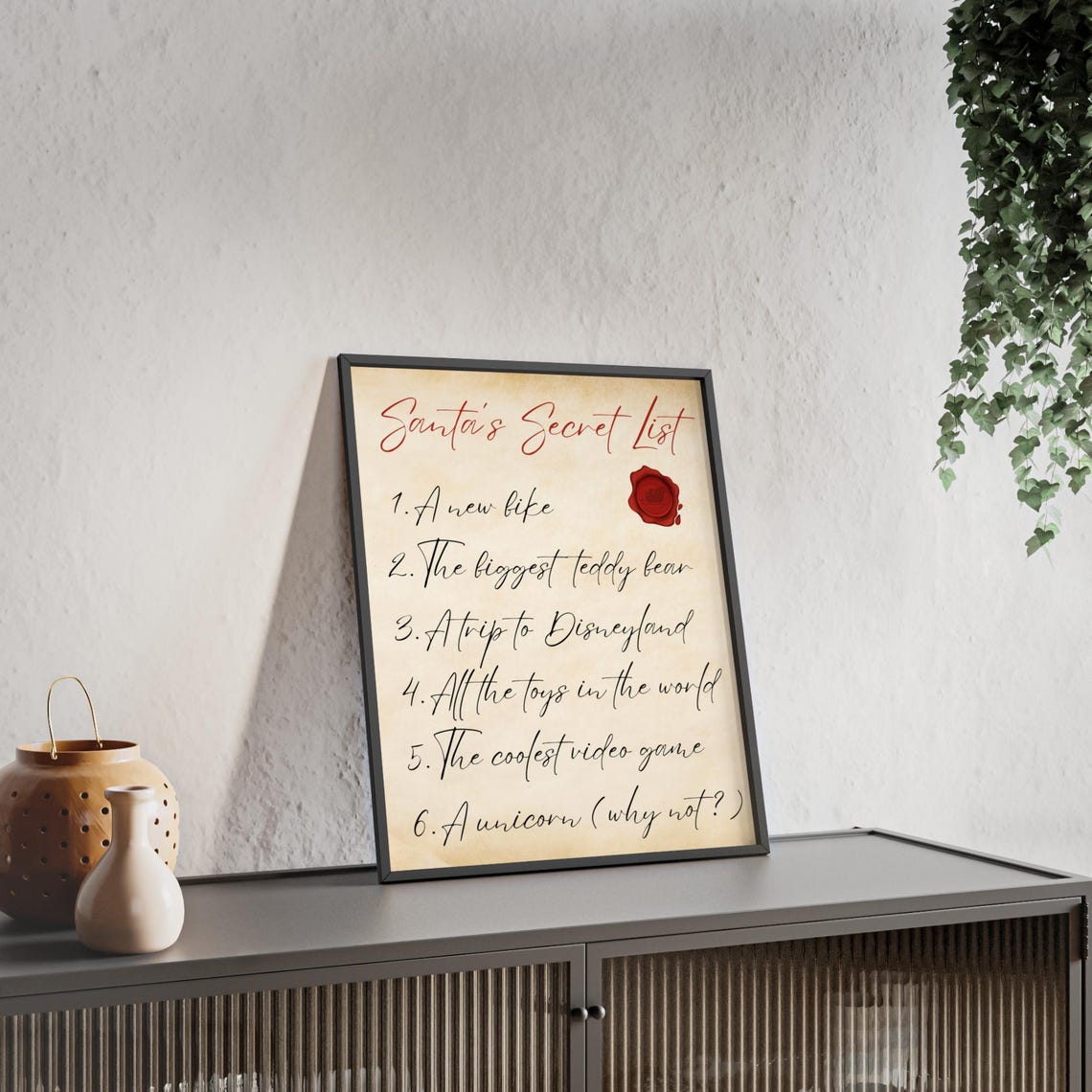 Santa's Secret List Funny Wish List Parchment Style Christmas Poster - Image 3