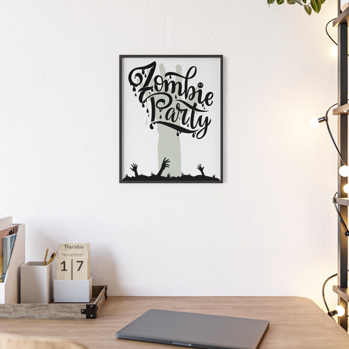 Zombie Party Spooky Dripping Script Undead Graveyard Hands Poster - Image 2