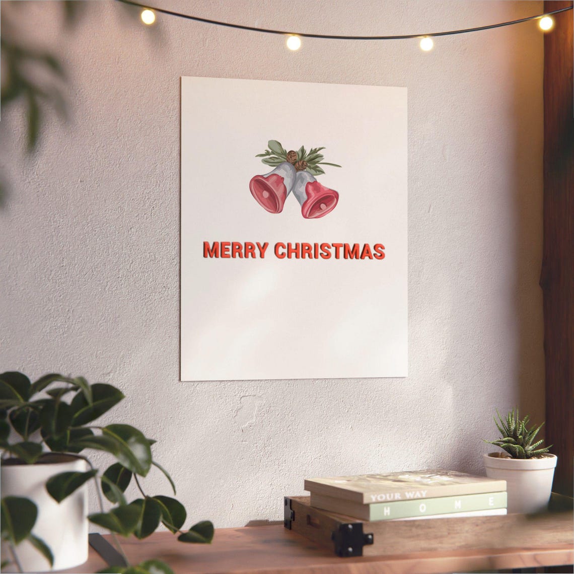 Merry Christmas Red Jingle Bells Minimalist Holiday Greeting Poster - Image 3