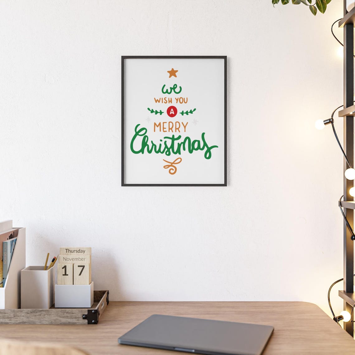 We Wish You A Merry Christmas Hand Lettered Star Holiday Poster - Image 2
