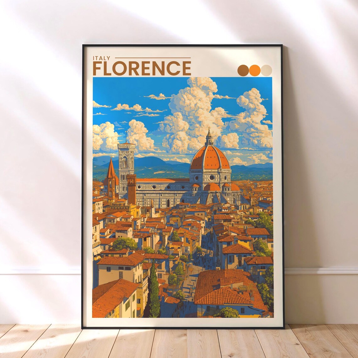 Florence Italy Duomo Cathedral Renaissance Rooftops Travel Poster