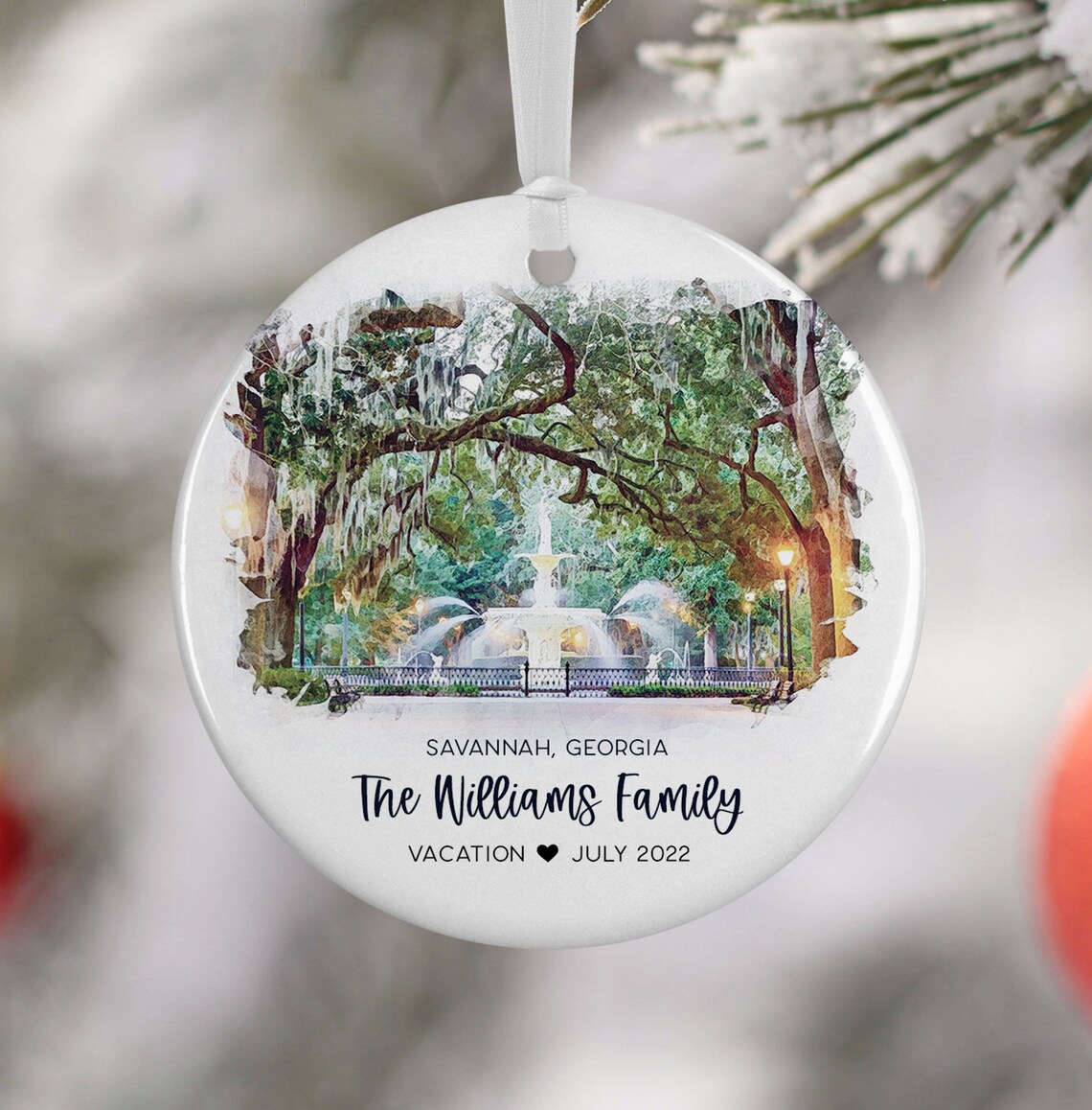 Savannah Georgia Ornament Watercolor Travel Poster