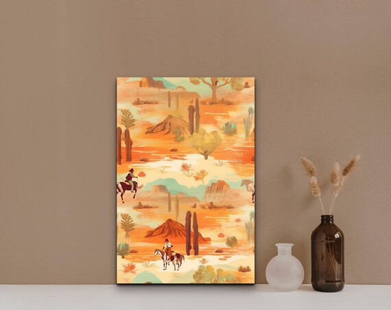 Cowboy Impressionist Wall Art Cowboy Art Southwestern Wall Art Abstract Desert Art Vintage Cowboy Art