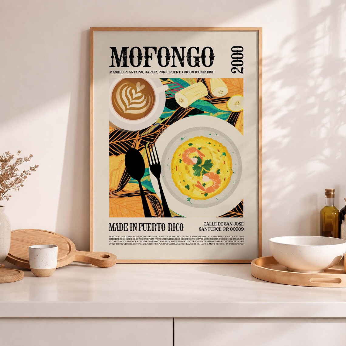 Mofongo Print, Puerto Rican Cuisine Poster
