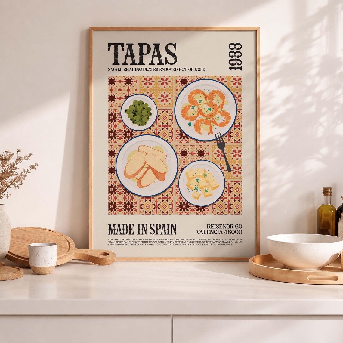 Tapas Food Poster, Kitchen Decor Art Print