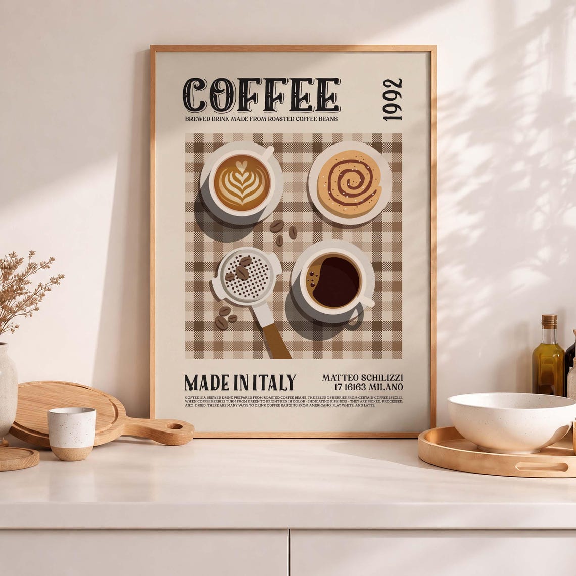 Boho Coffee Art Print, Copper Cup