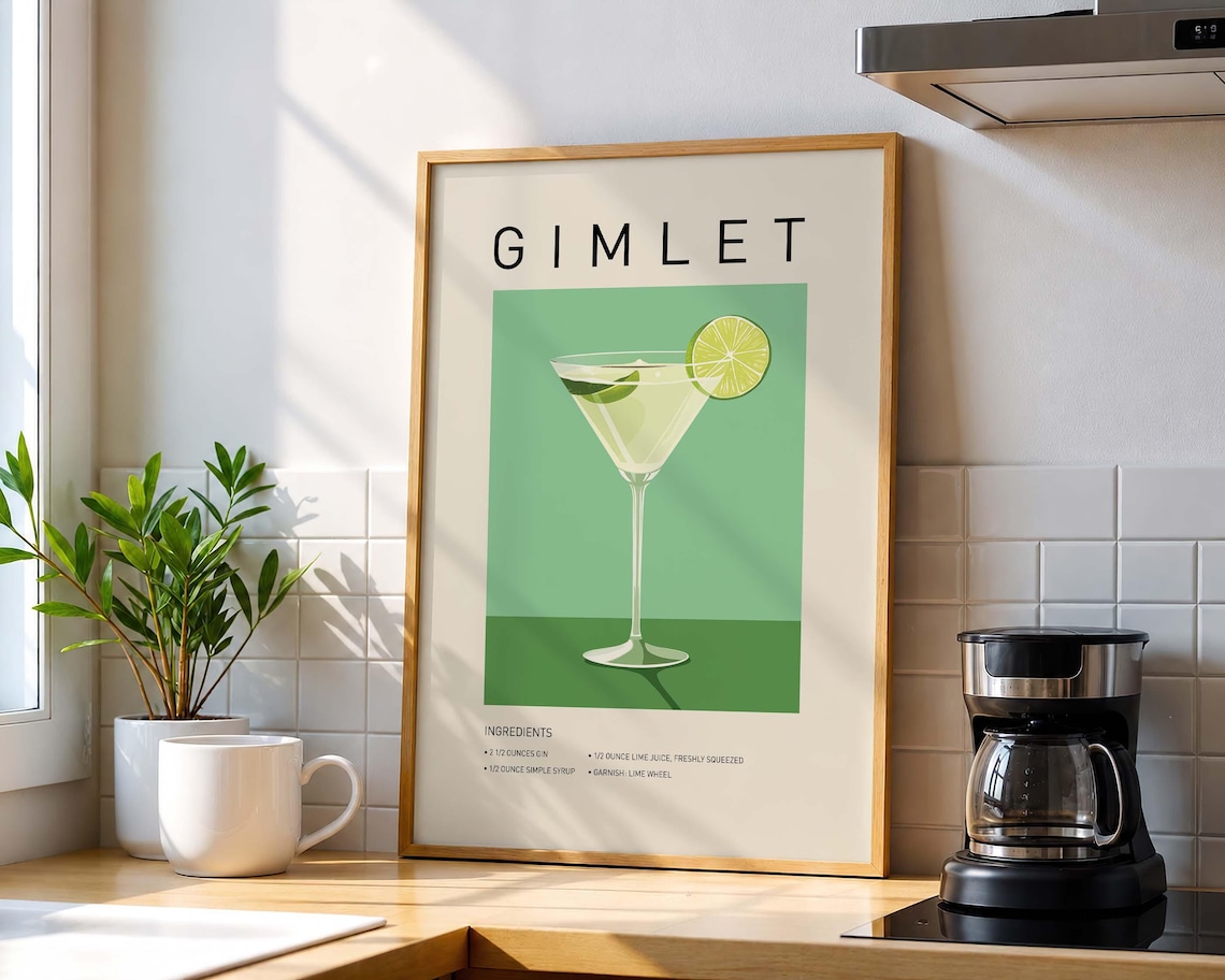 Gimlet Cocktail, Classic Bar Cart Wall Art
