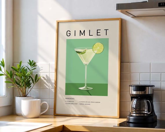 Gimlet Cocktail, Classic Bar Cart Wall Art