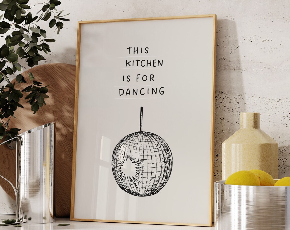 Vintage Disco Ball Print, Retro Kitchen Wall Art