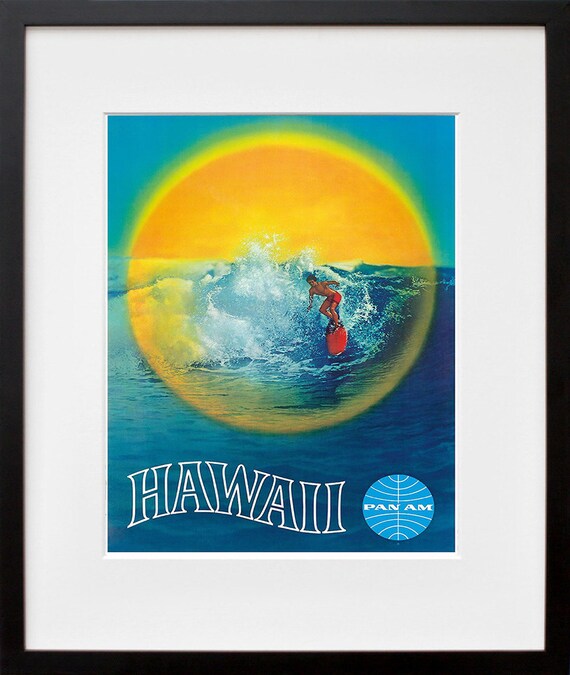 Surfing Art Print Hawaii Travel Poster Tr96