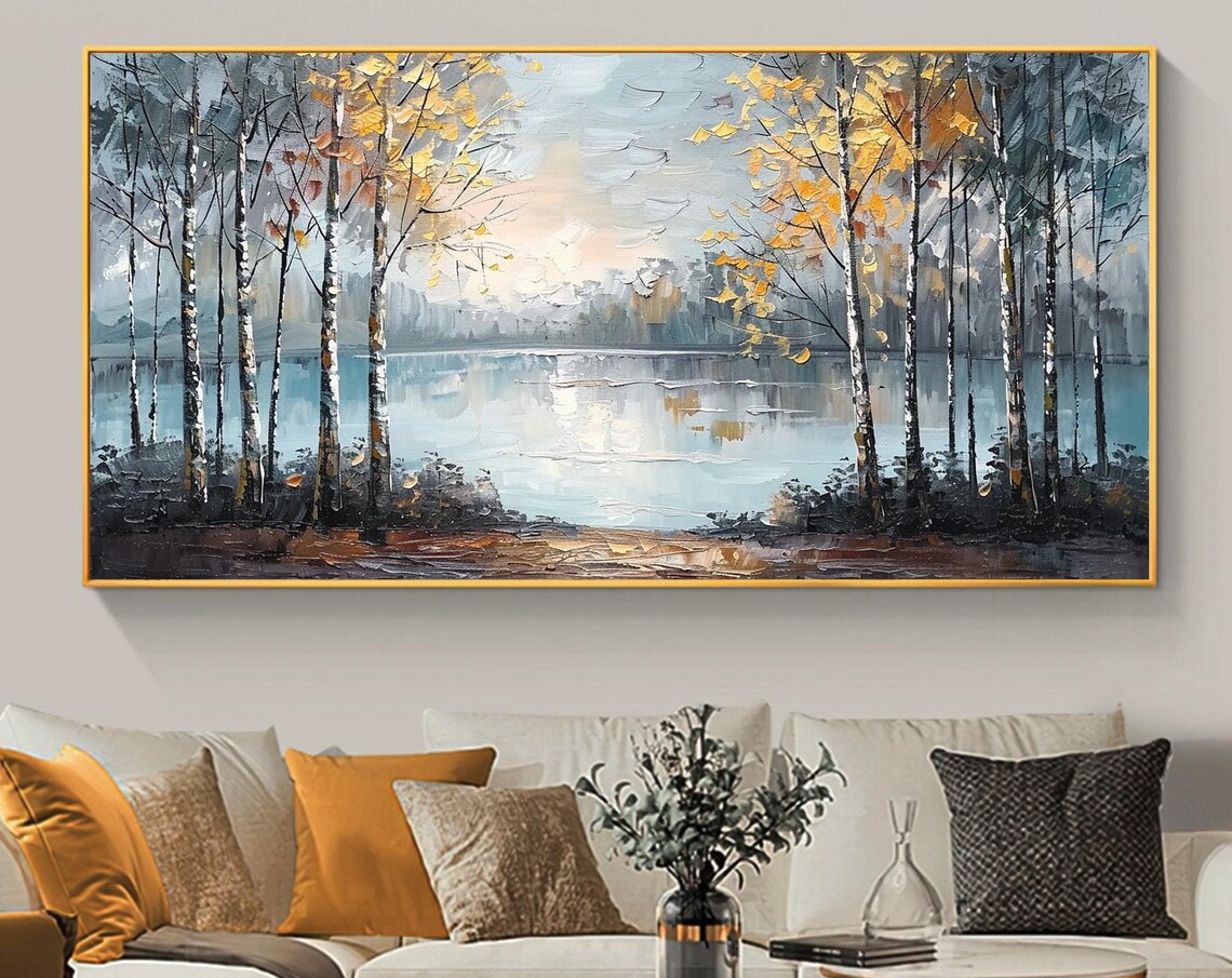 Abstract Forest Landscape Oil Painting, Modern Art Print