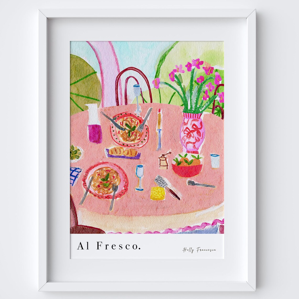 Italian Pasta Al Fresco Table Scene Art Print
