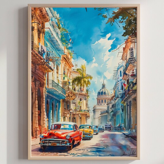 Havana Caribbean Watercolor Travel Poster