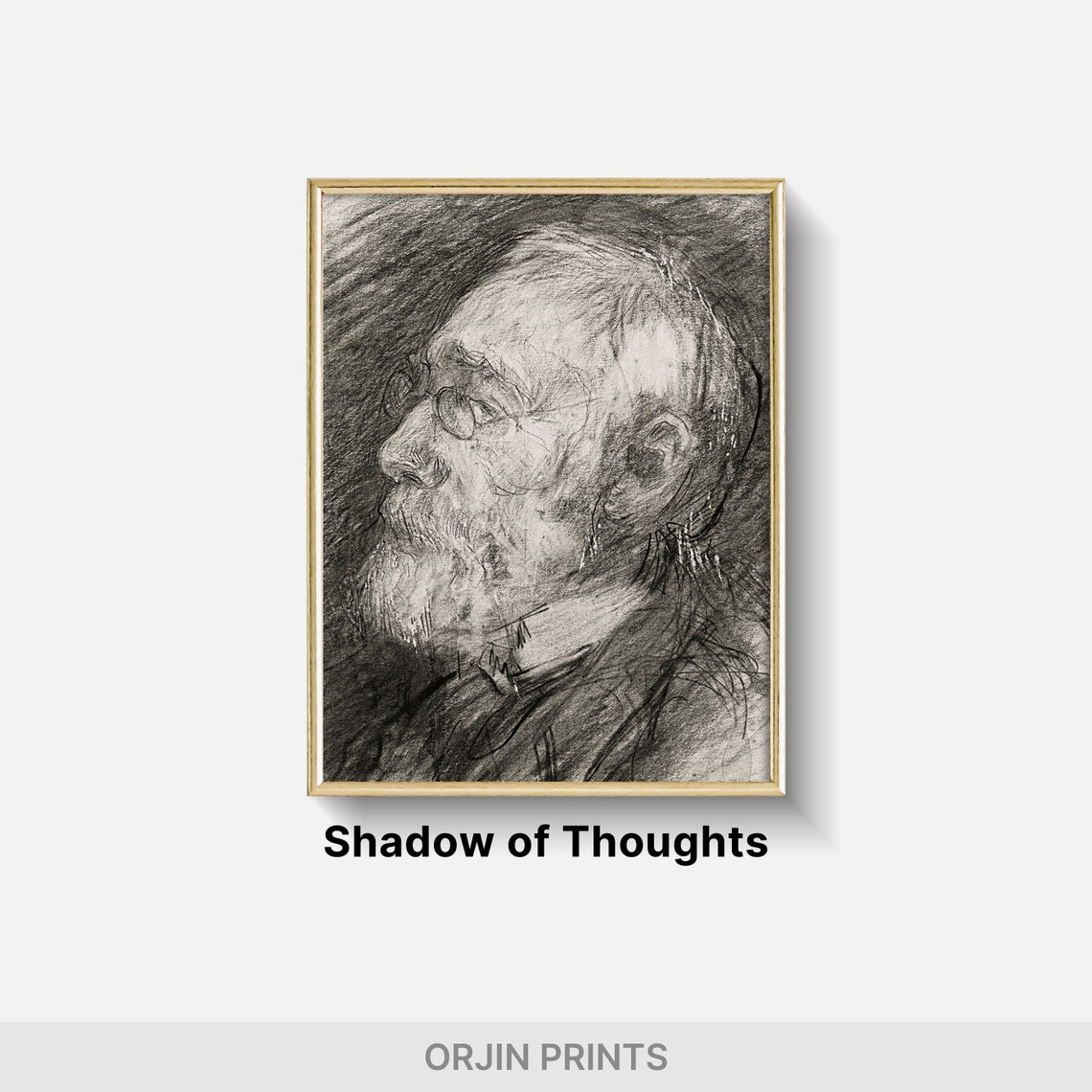 Old Bearded Man Charcoal Portrait Expressive Sketch Wall Art - Image 2