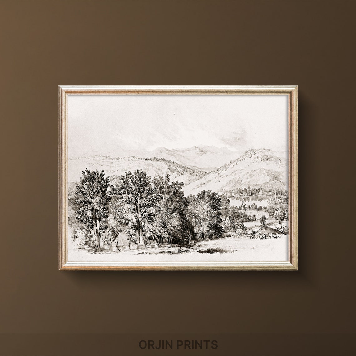 Serene Landscape Art Print Instant Tree Mountain Wall Decor Nature Photography Orjin Prints 9643