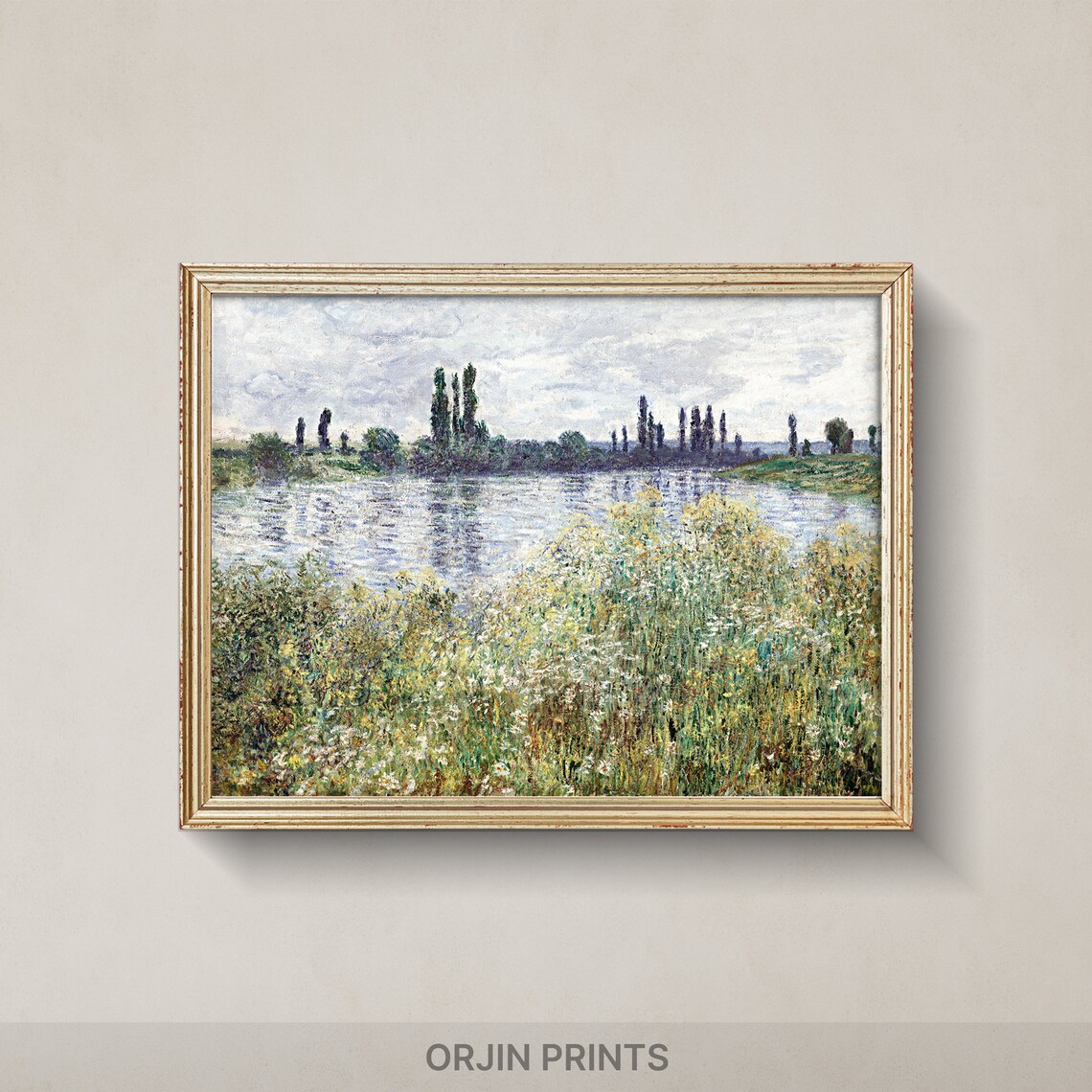 Riverside Serenade, Tranquil Water Landscape Art