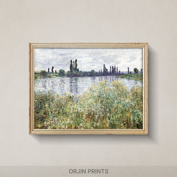 Riverside Serenade, Tranquil Water Landscape Art